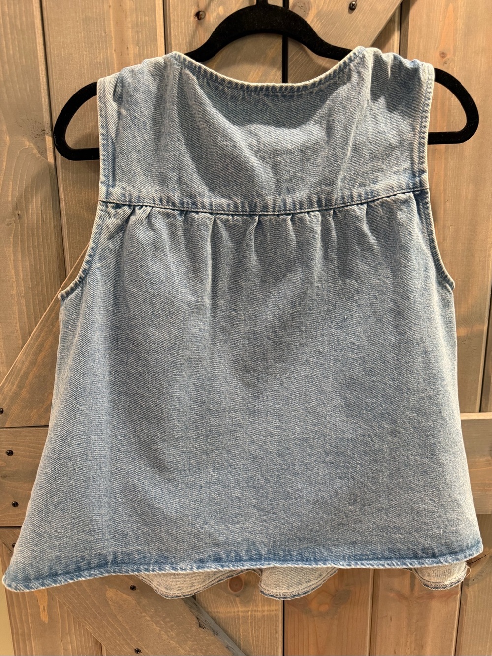 Anthropologie Mare Mare Denim Babydoll Ruffle Tank Top Sz M Cottagecore Western - Picture 4 of 6